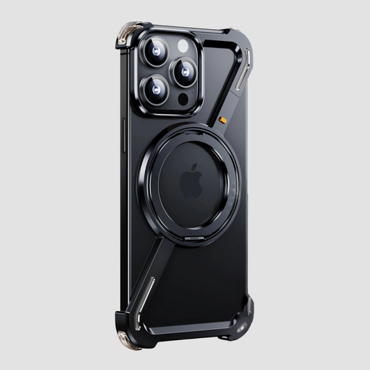 Oatsbasf Z Shape Metal Phone Case for iPhone 16 Pro Max Phone Protective Cover w/360° Rotation Holder