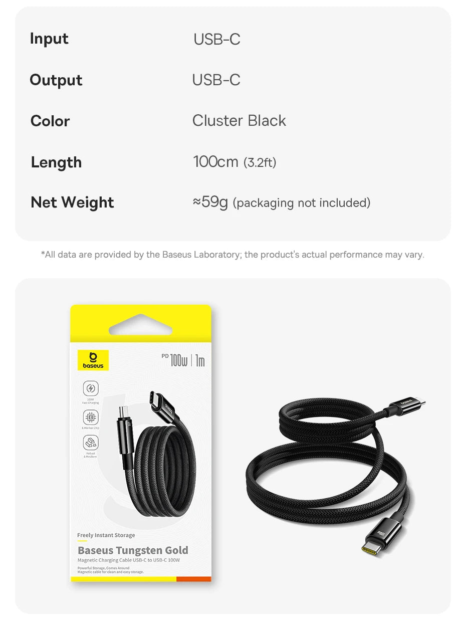 Baseus PD 100W USB C Magnetic Cable