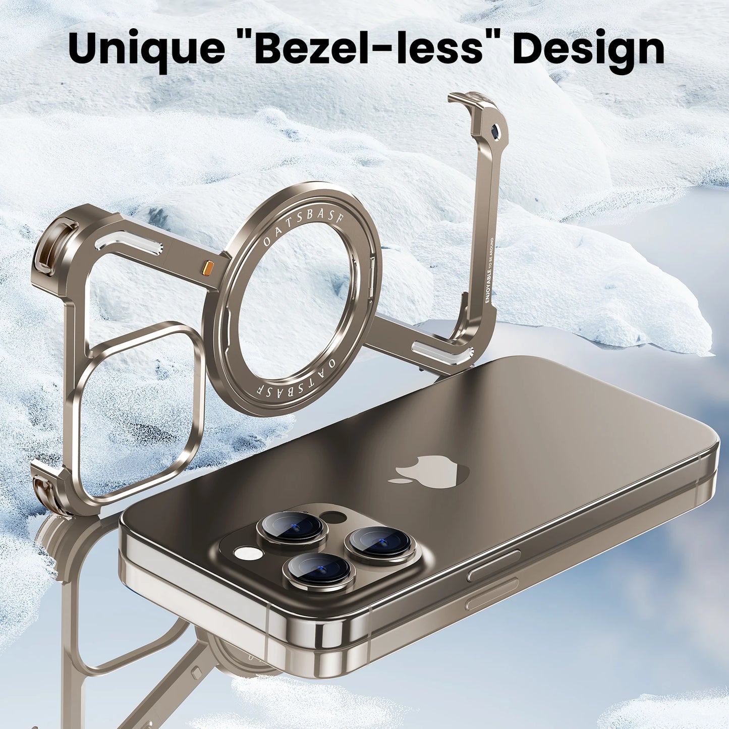 Oatsbasf Z Shape Metal Phone Case for iPhone 16 Pro Max Phone Protective Cover w/360° Rotation Holder