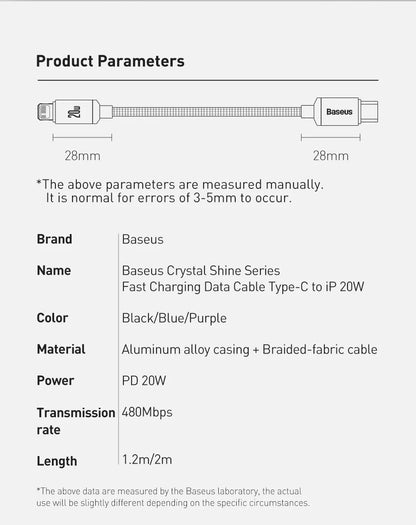 Baseus USB Type C PD 20W Cable