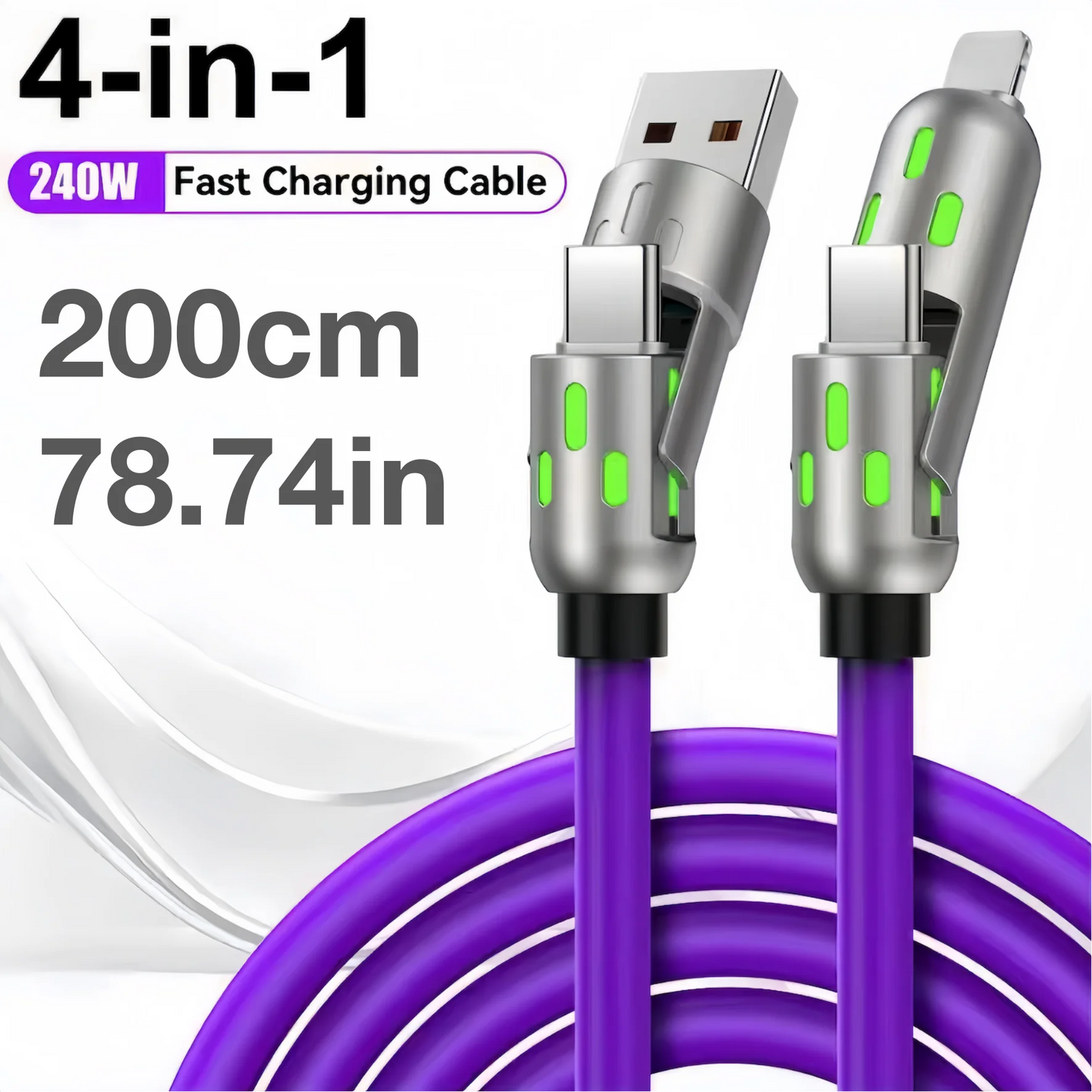 4-in-1 USB Fast Charging Cable 240W Max