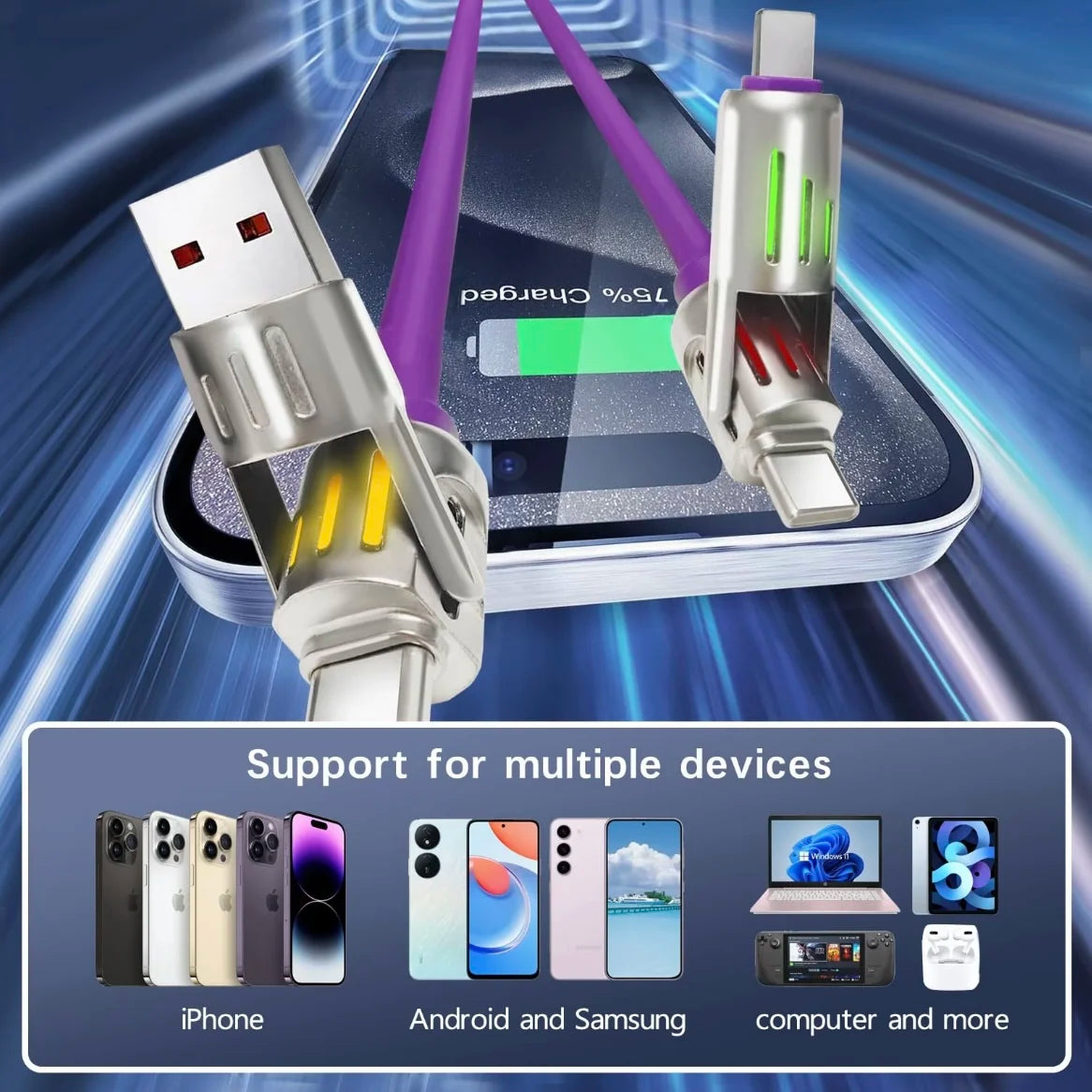 4-in-1 USB Fast Charging Cable 240W Max