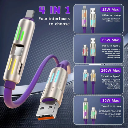 4-in-1 USB Fast Charging Cable 240W Max